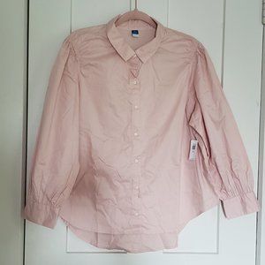 (NWT) Old Navy Smocked Pink Cotton-Poplin Shirt